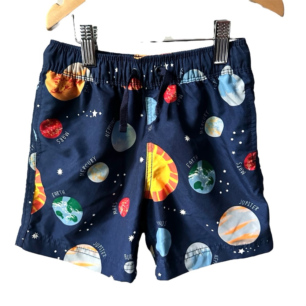 Hanna Andersson Milky‎ Way Print Swim Trunks Toddler Size 4 Lined
